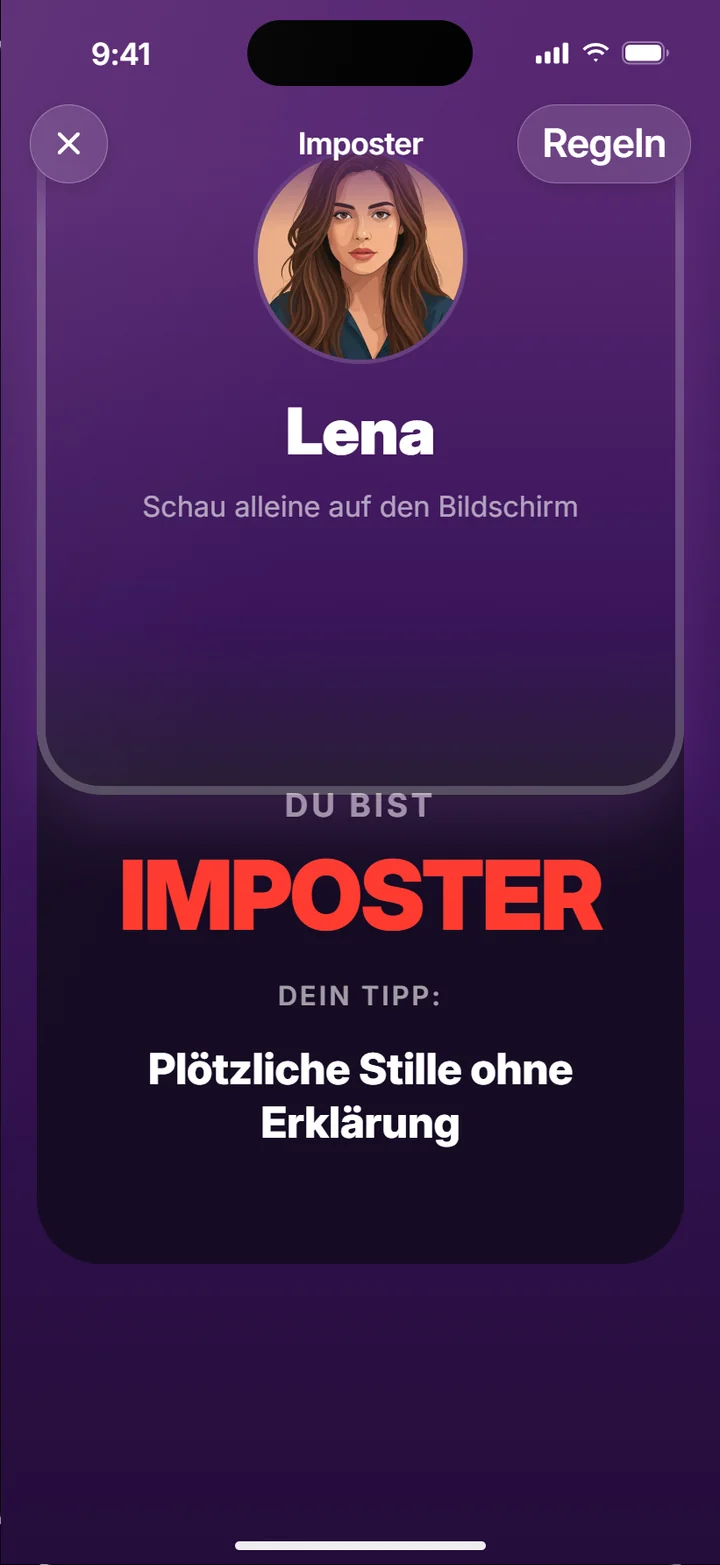 Imposter: Ansicht aus der App