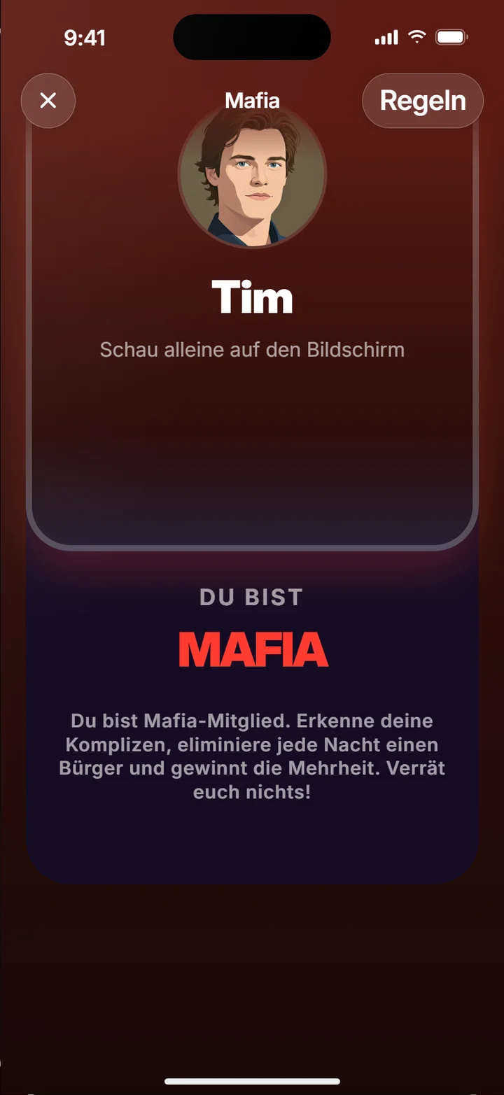 Mafia: Ansicht aus der App