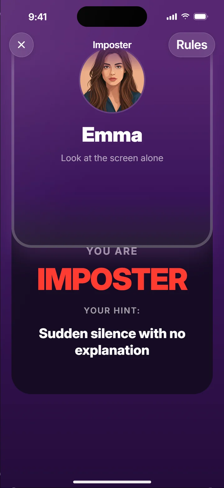 Imposter: view from the app