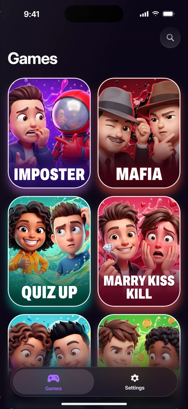 The 15 games in the Splash It catalogue