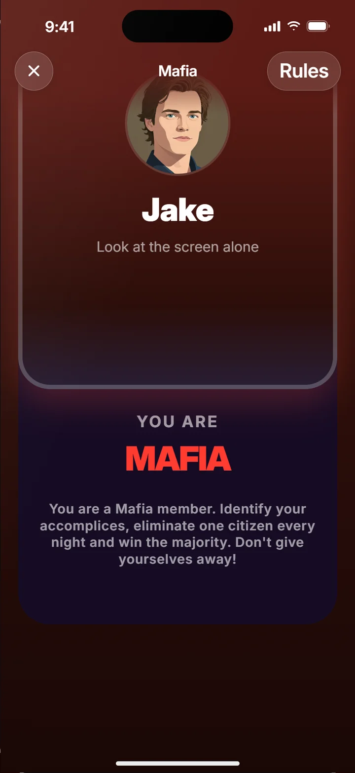 Mafia: view from the app