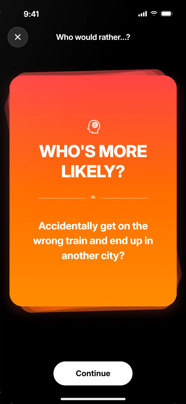Who’s More Likely …?: view from the app